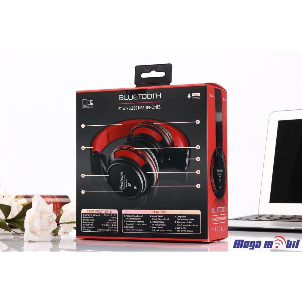 Slusalki Bluetooth SY-BT896 red